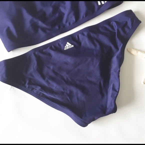 (L) ADIDAS Navy Blue White Hipster Bikini Bottom - Picture 3 of 8